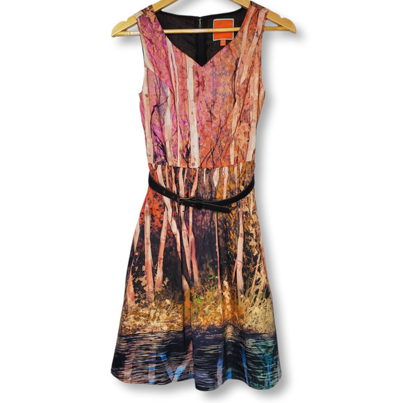 Modcloth Certifiably Sweet Cotton Dress in Trees Pink Size XXS - Picture 1 of 15